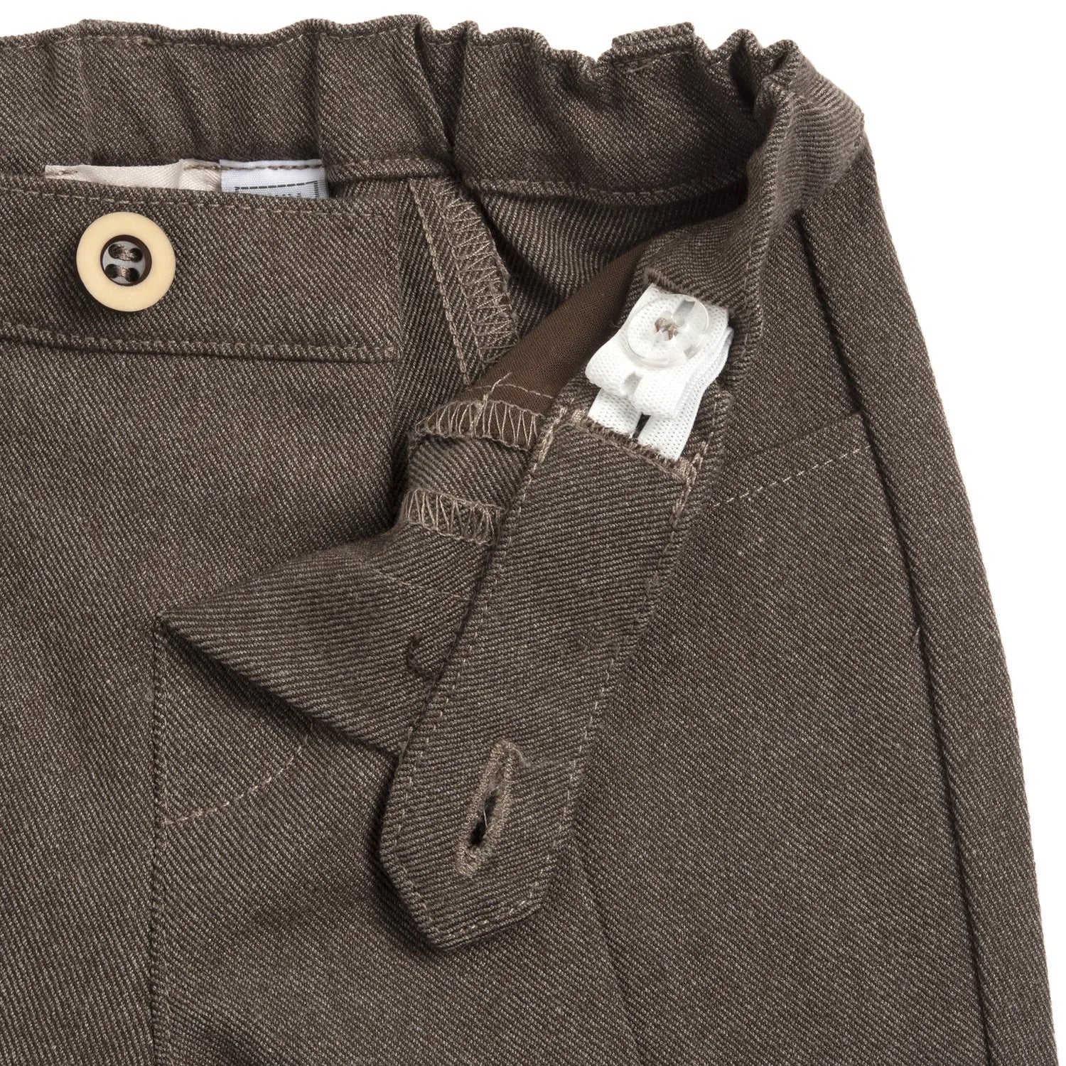 Boys Dark Brown Self Design Trouser