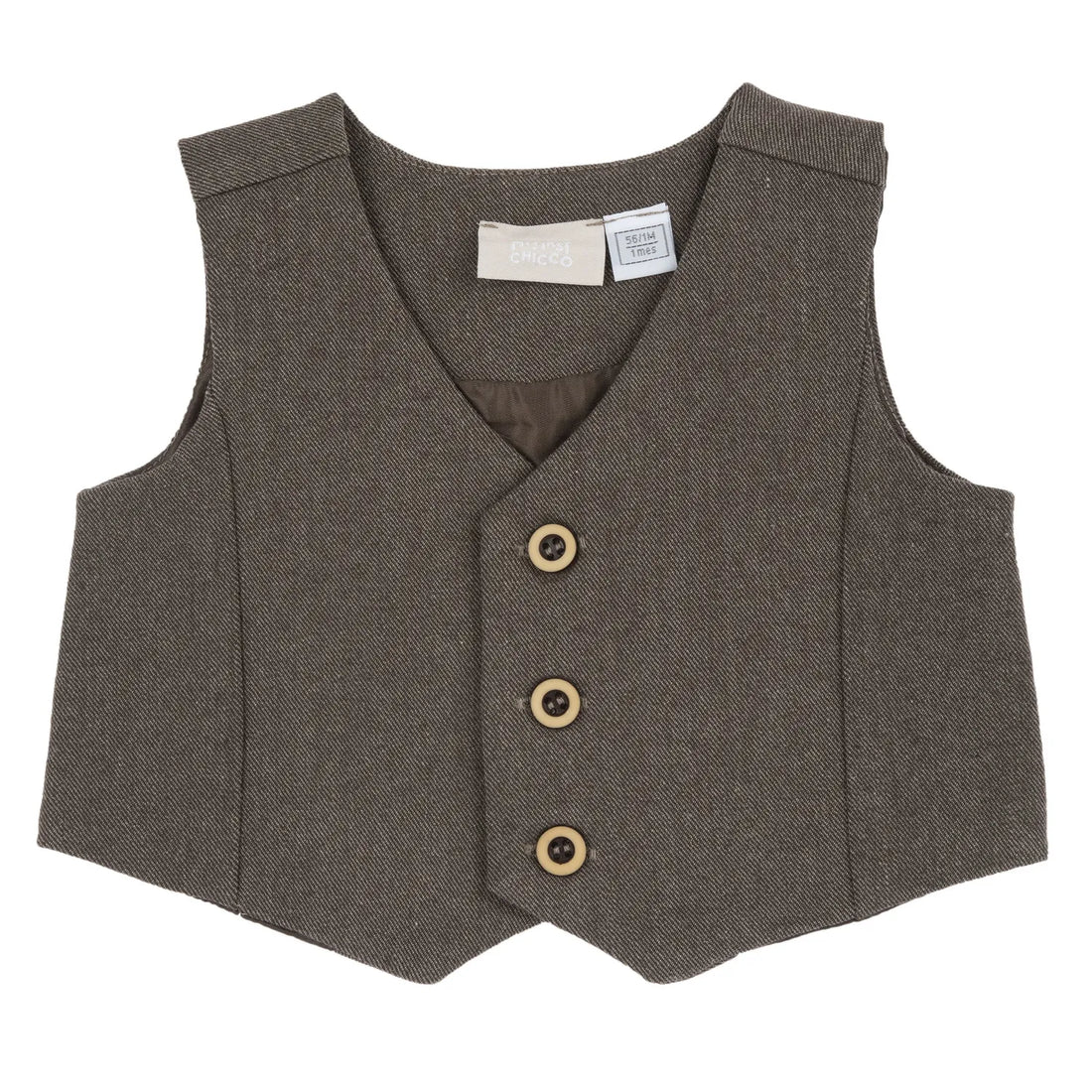 Boys Dark Brown Self Design Waistcoat