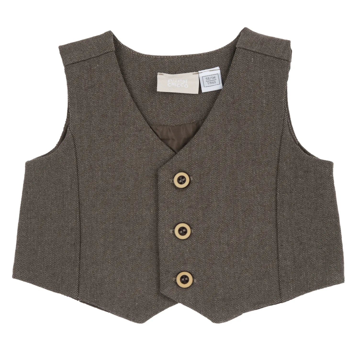 Boys Dark Brown Self Design Waistcoat
