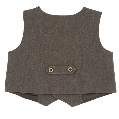 Boys Dark Brown Self Design Waistcoat