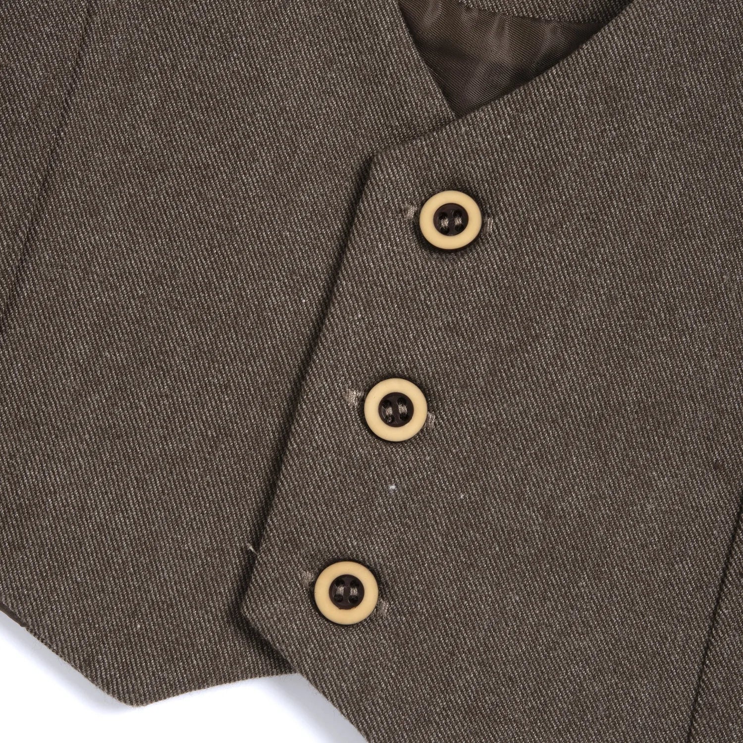 Boys Dark Brown Self Design Waistcoat