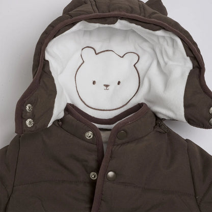 Boys Dark Brown Solid Jacket