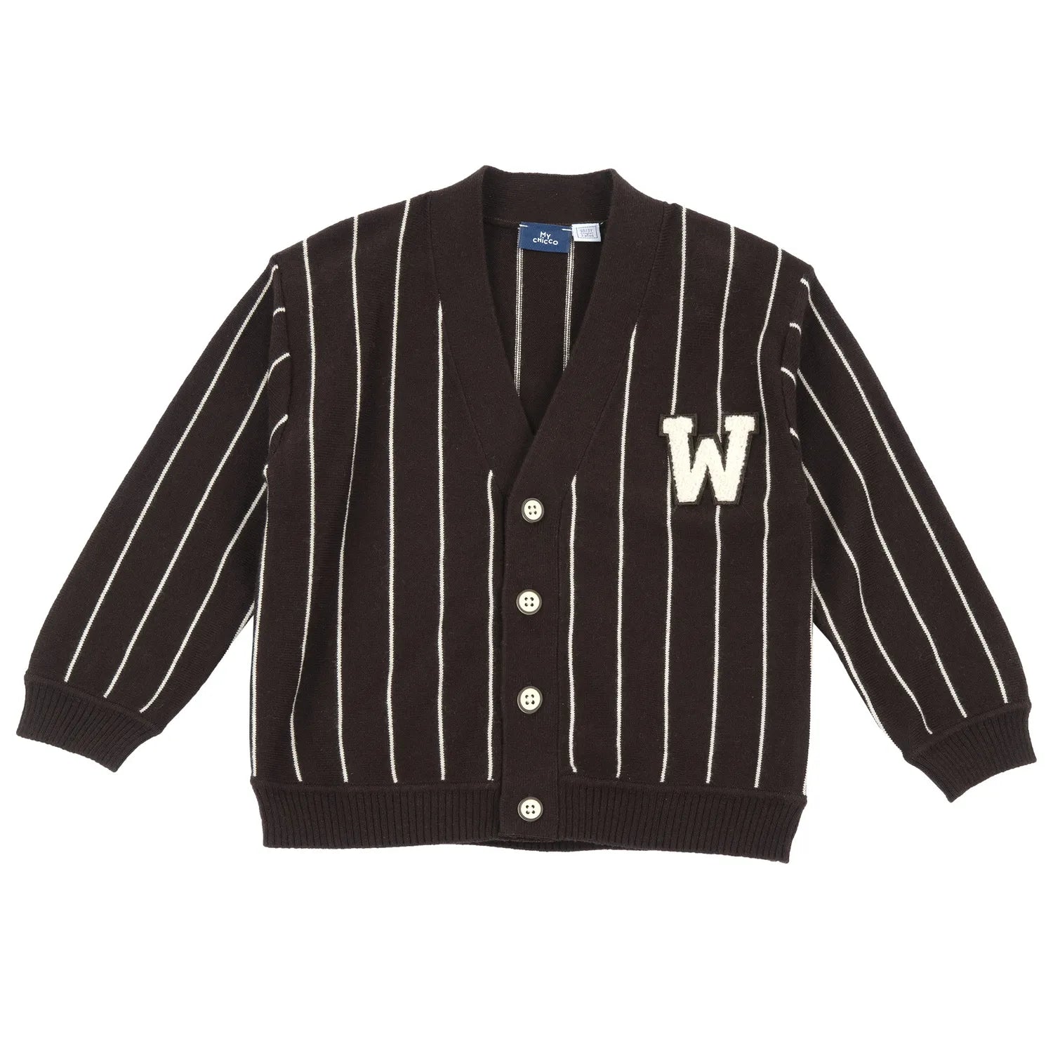 Boys Dark Brown Striped Cardigan