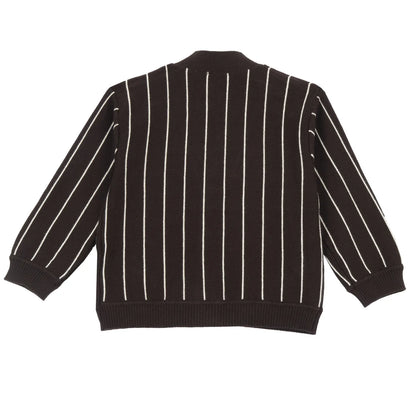 Boys Dark Brown Striped Cardigan