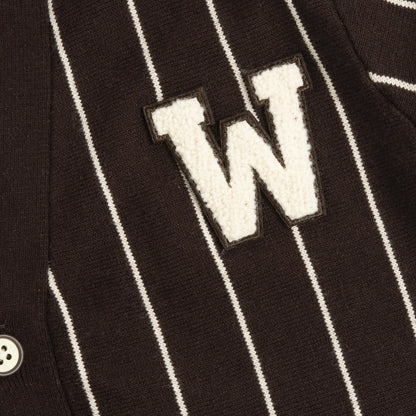 Boys Dark Brown Striped Cardigan