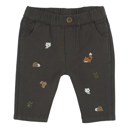 Boys Dark Grey Embroidered Trouser