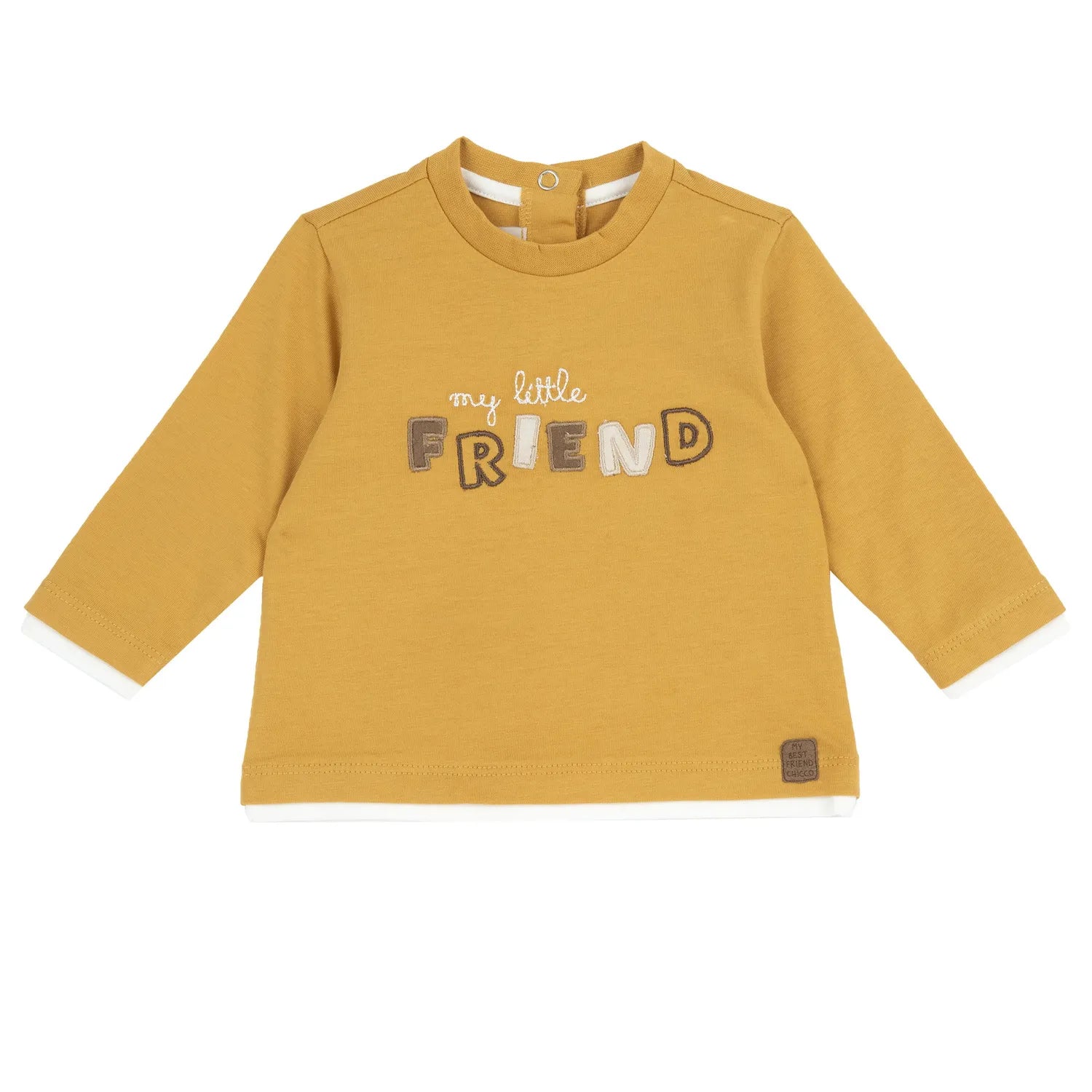 Boys Dark Yellow Embroidered Long Sleeve T-shirt