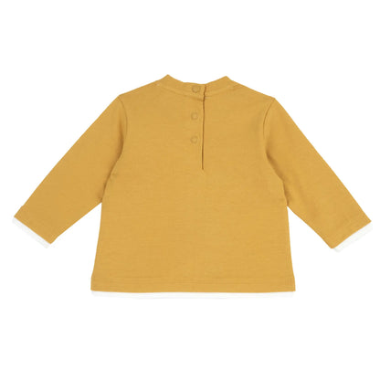Boys Dark Yellow Embroidered Long Sleeve T-shirt