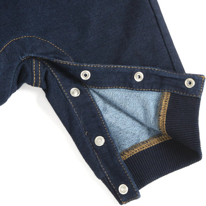 Boys Denim Blue Self Design Long Dungaree