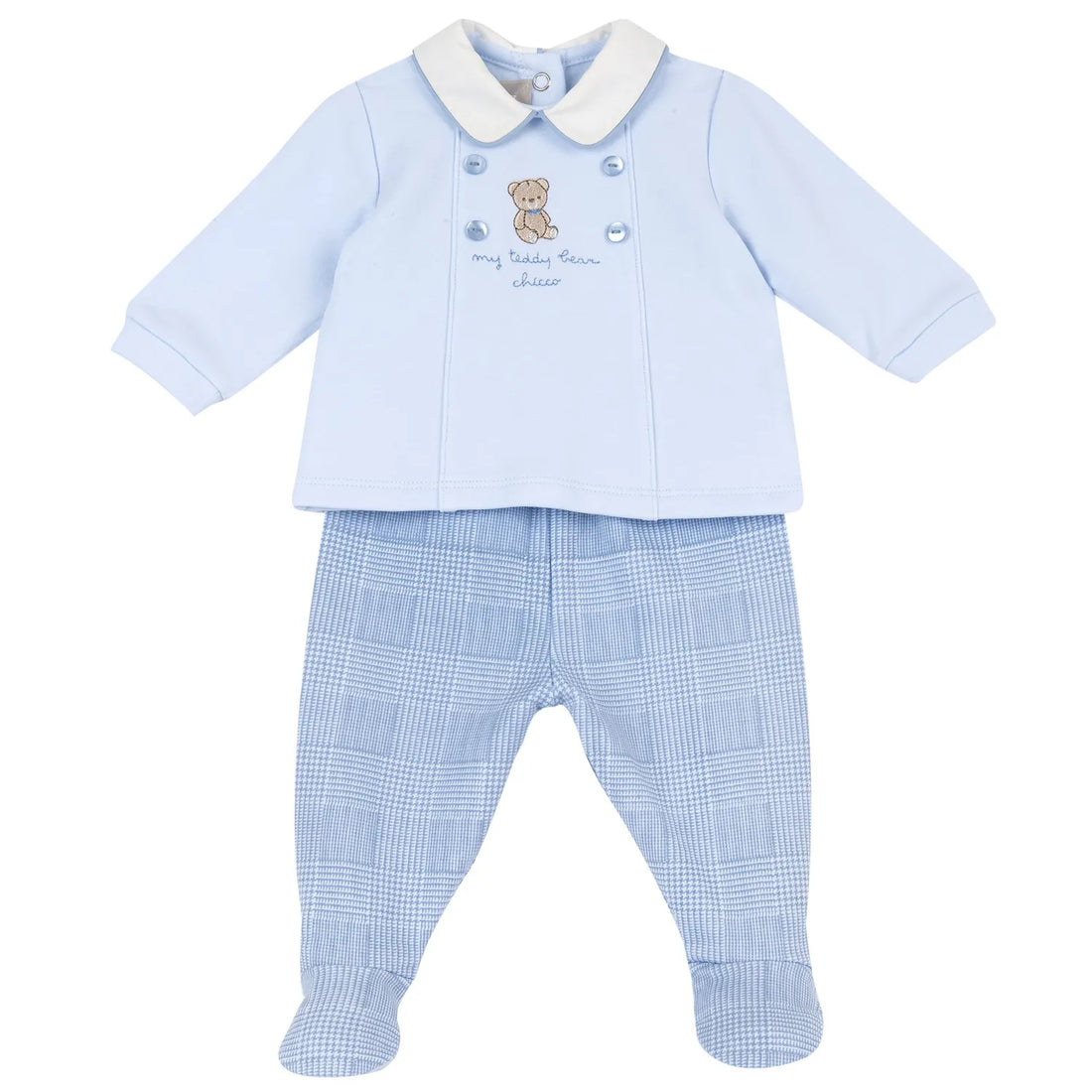 Boys Light Blue Embellished Smock with Legging