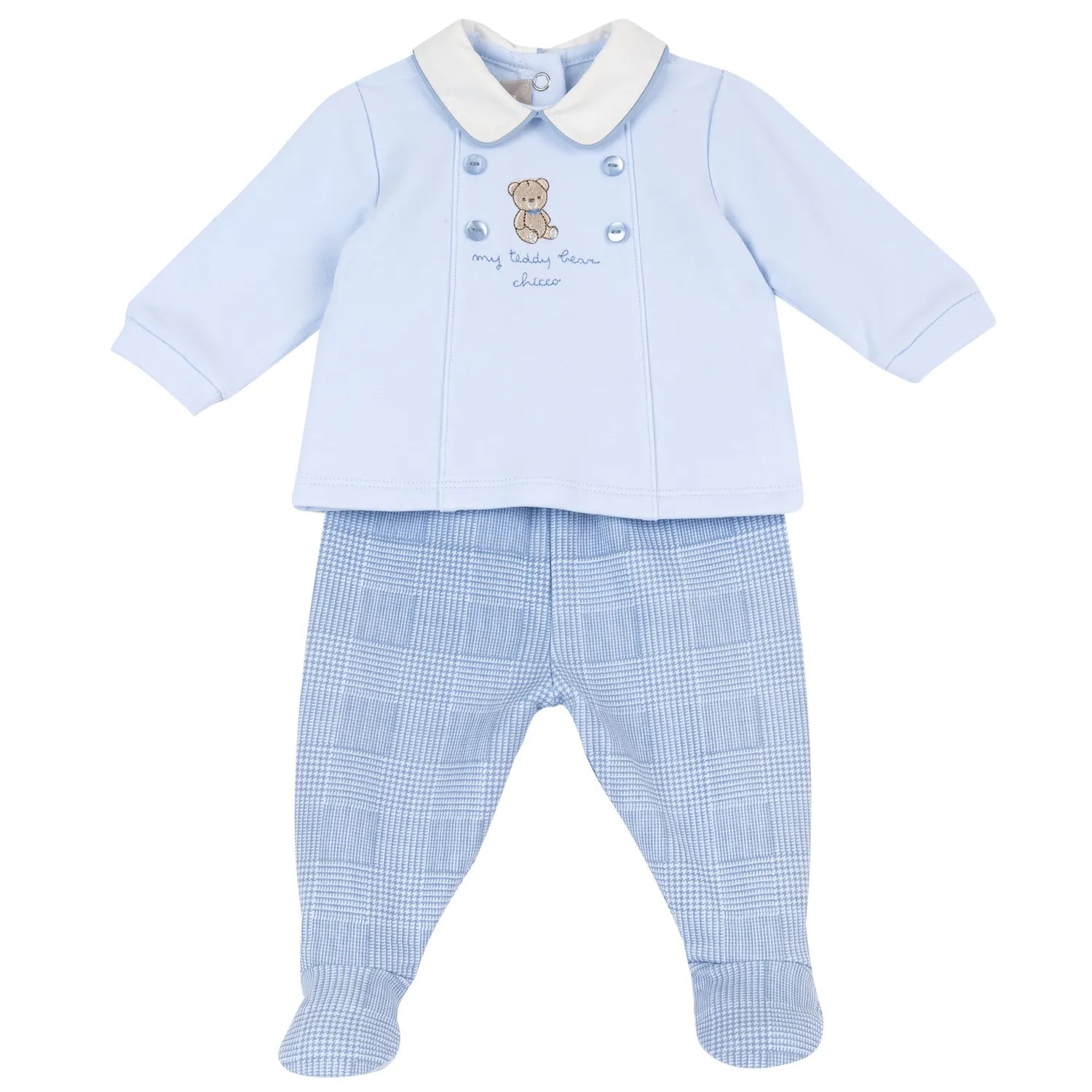 Boys Light Blue Embellished Smock with Legging