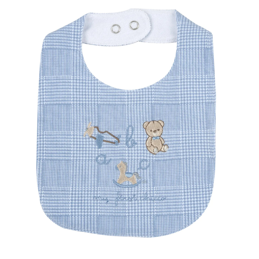 Boys Light Blue Embroidered Bib