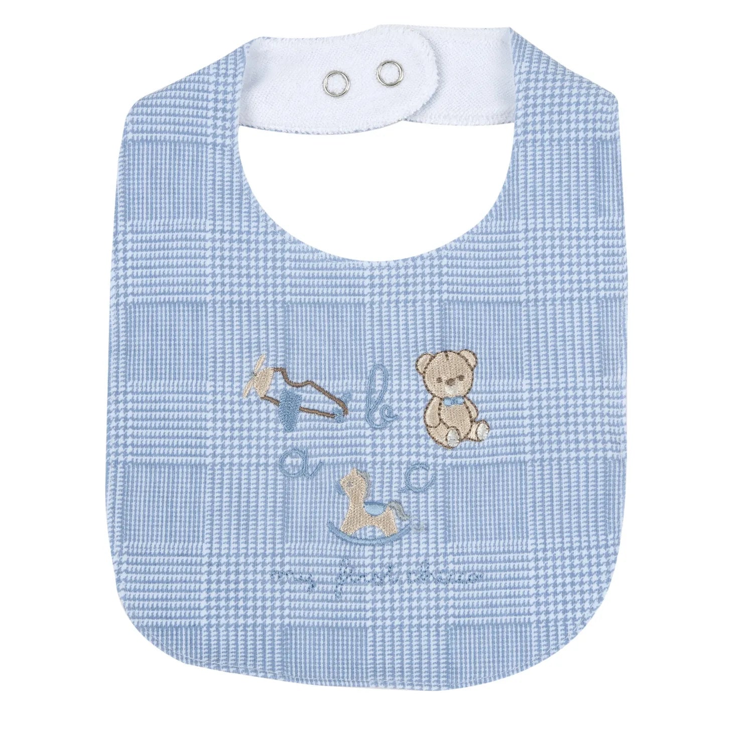Boys Light Blue Embroidered Bib