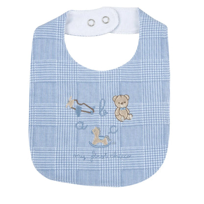Boys Light Blue Embroidered Bib