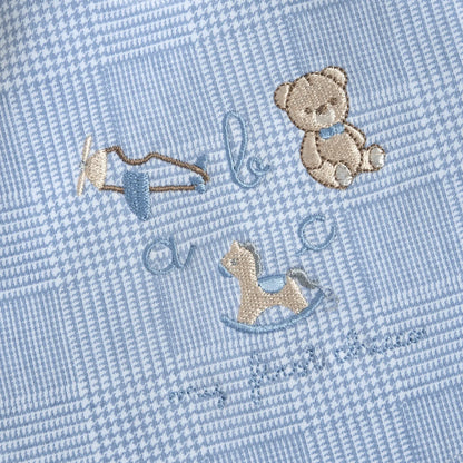 Boys Light Blue Embroidered Bib