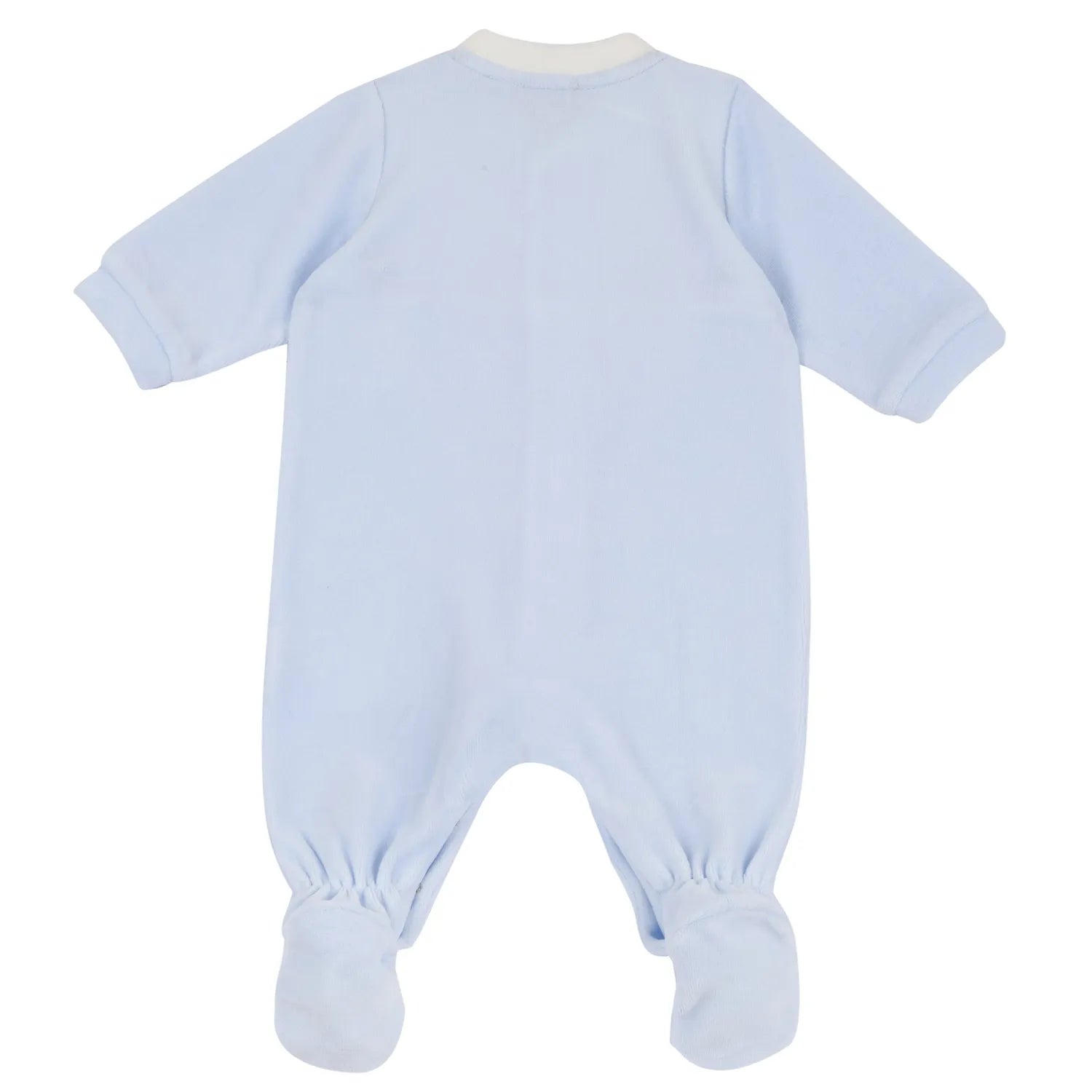 Boys Light Blue Embroidered Front Opening Babysuit