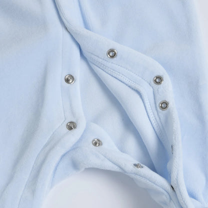 Boys Light Blue Embroidered Front Opening Babysuit