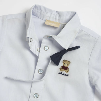 Boys Light Blue Embroidered Long Sleeve Shirt