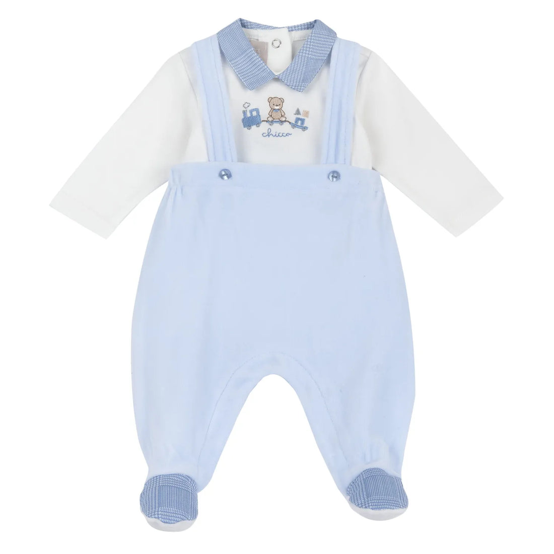 Boys Light Blue Embroidered Top with Babysuit