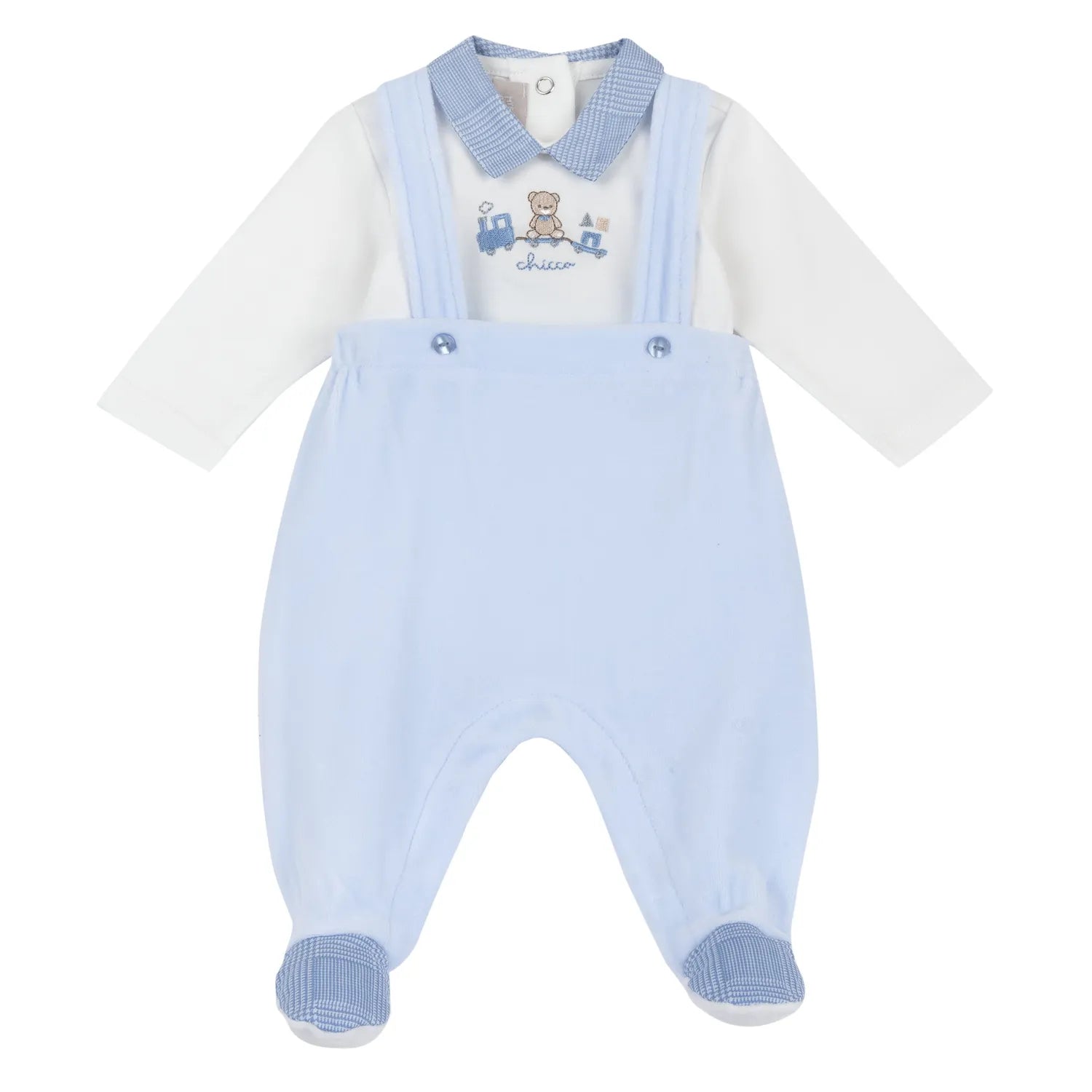 Boys Light Blue Embroidered Top with Babysuit