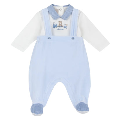 Boys Light Blue Embroidered Top with Babysuit