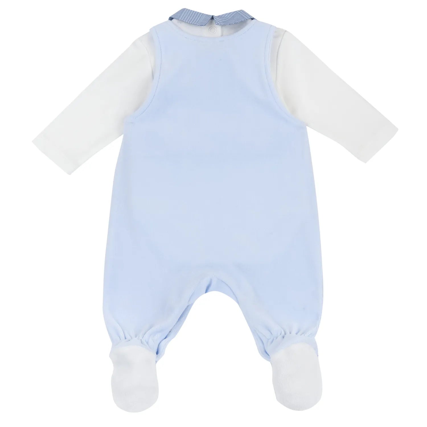 Boys Light Blue Embroidered Top with Babysuit