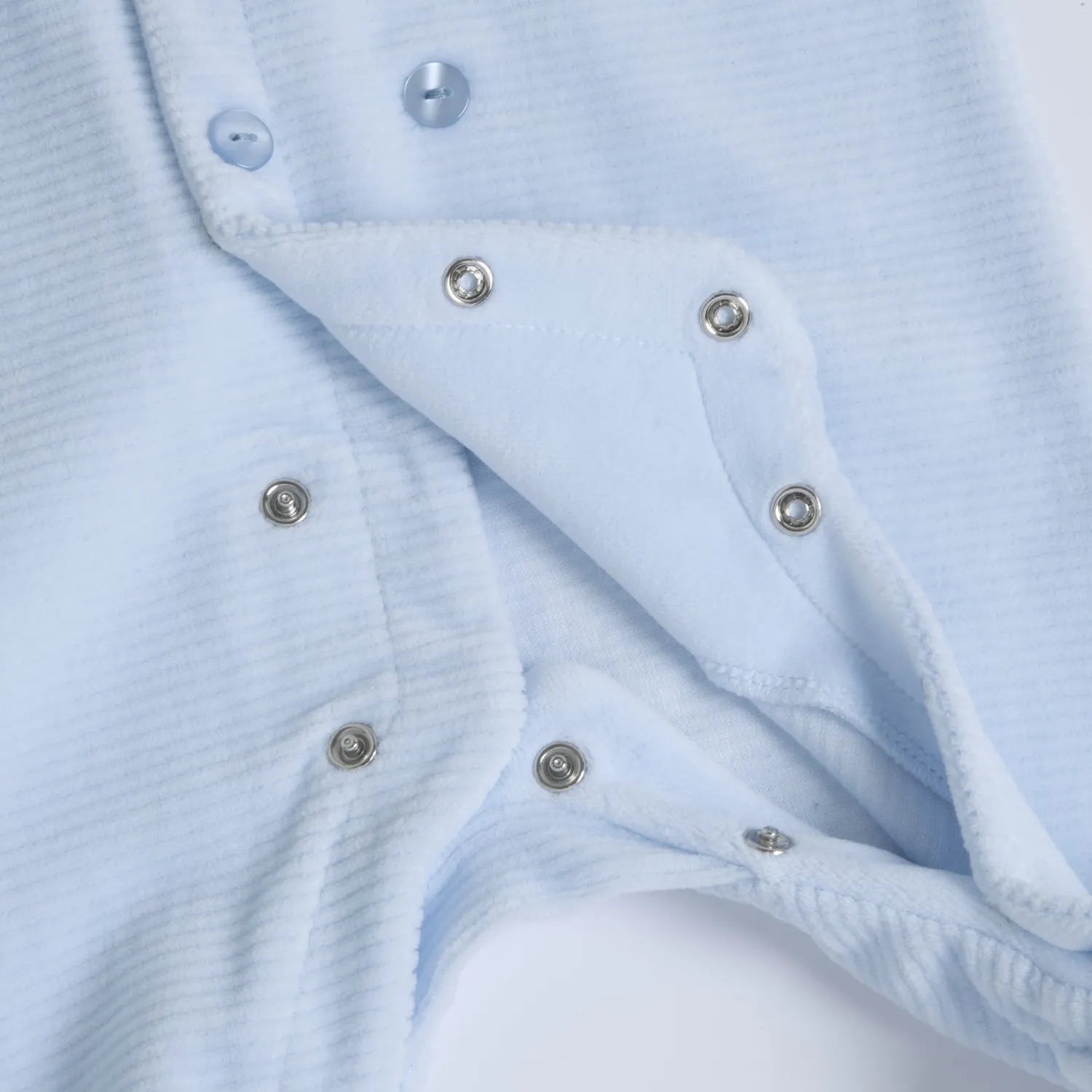 Boys Light Blue Solid Front Opening Babysuit