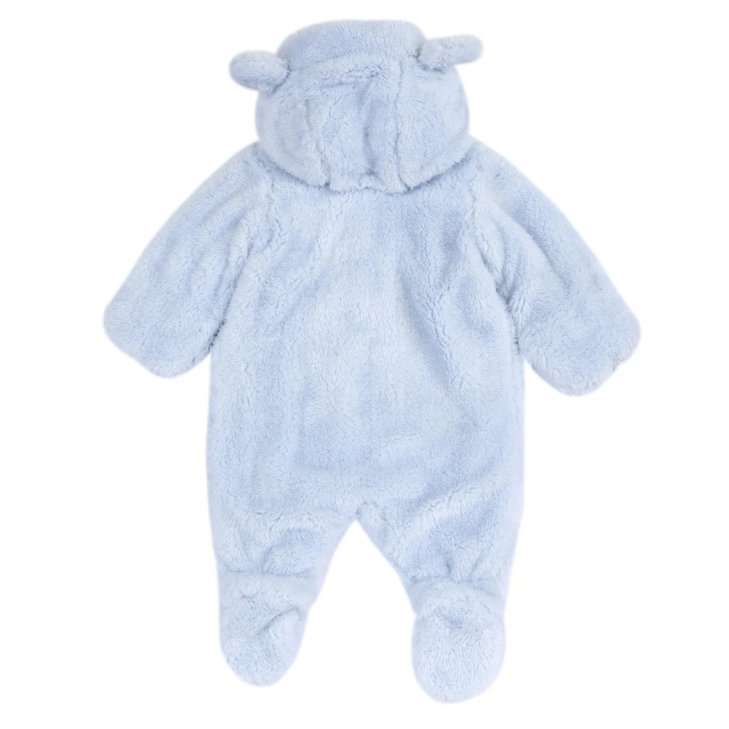 Boys Light Blue Solid Knitted Front Opening Babysuit