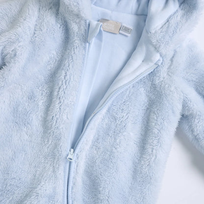 Boys Light Blue Solid Knitted Front Opening Babysuit