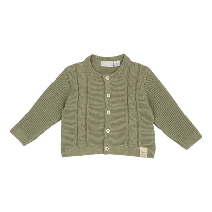 Boys Light Green Self Design Cardigan