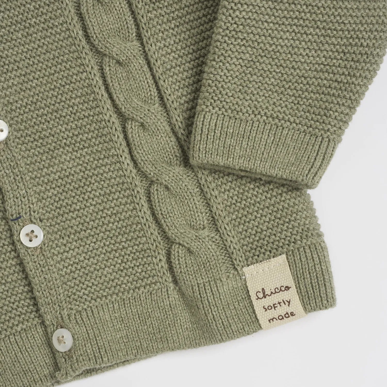 Boys Light Green Self Design Cardigan