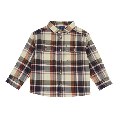 Boys Light Natural Checked Long Sleeve Shirt
