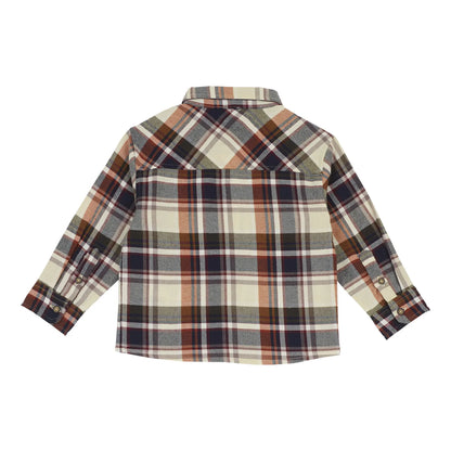 Boys Light Natural Checked Long Sleeve Shirt