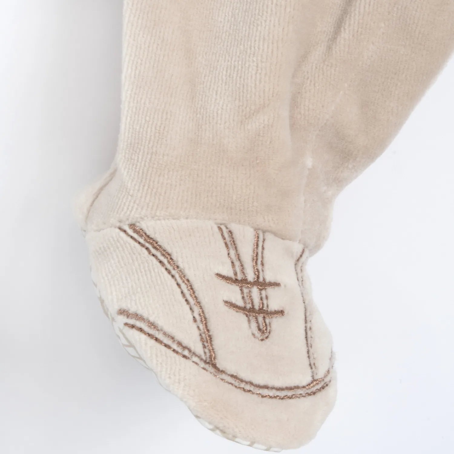 Boys Light Natural Embroidered Front Opening Babysuit