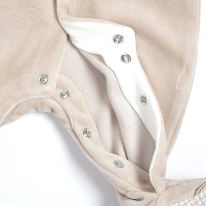 Boys Light Natural Embroidered Front Opening Babysuit
