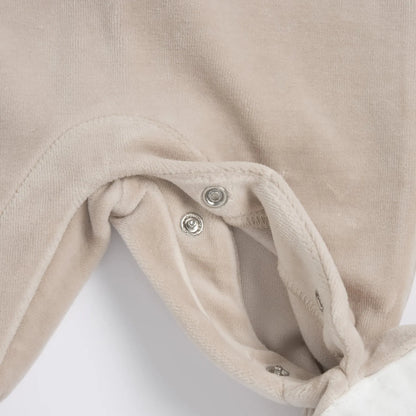 Boys Light Natural Embroidered Leg Opening Babysuit