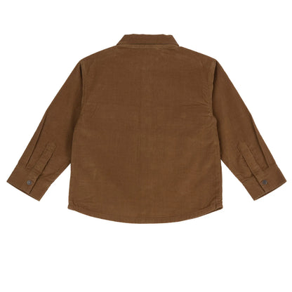 Boys Medium Brown Solid Long Sleeve Shirt