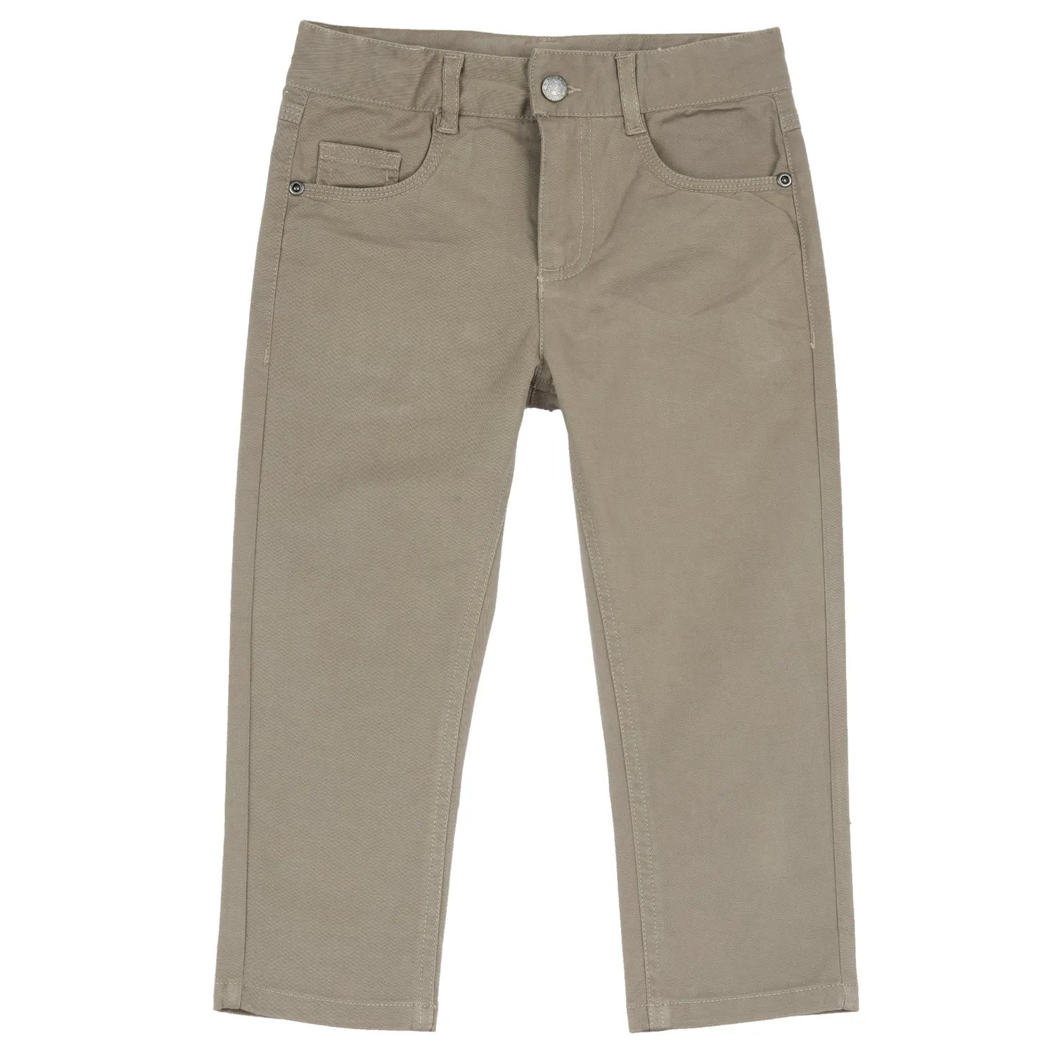 Boys Medium Brown Solid Stretch Trouser