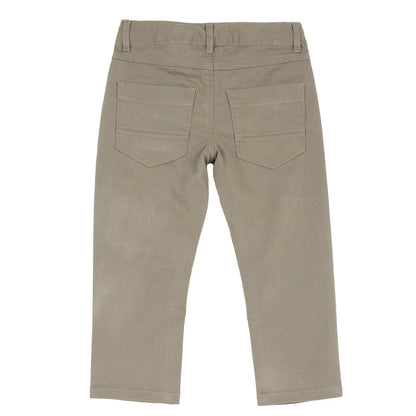 Boys Medium Brown Solid Stretch Trouser