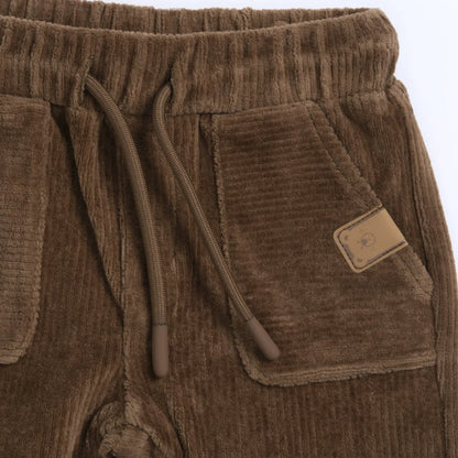 Boys Medium Brown Velour Trouser