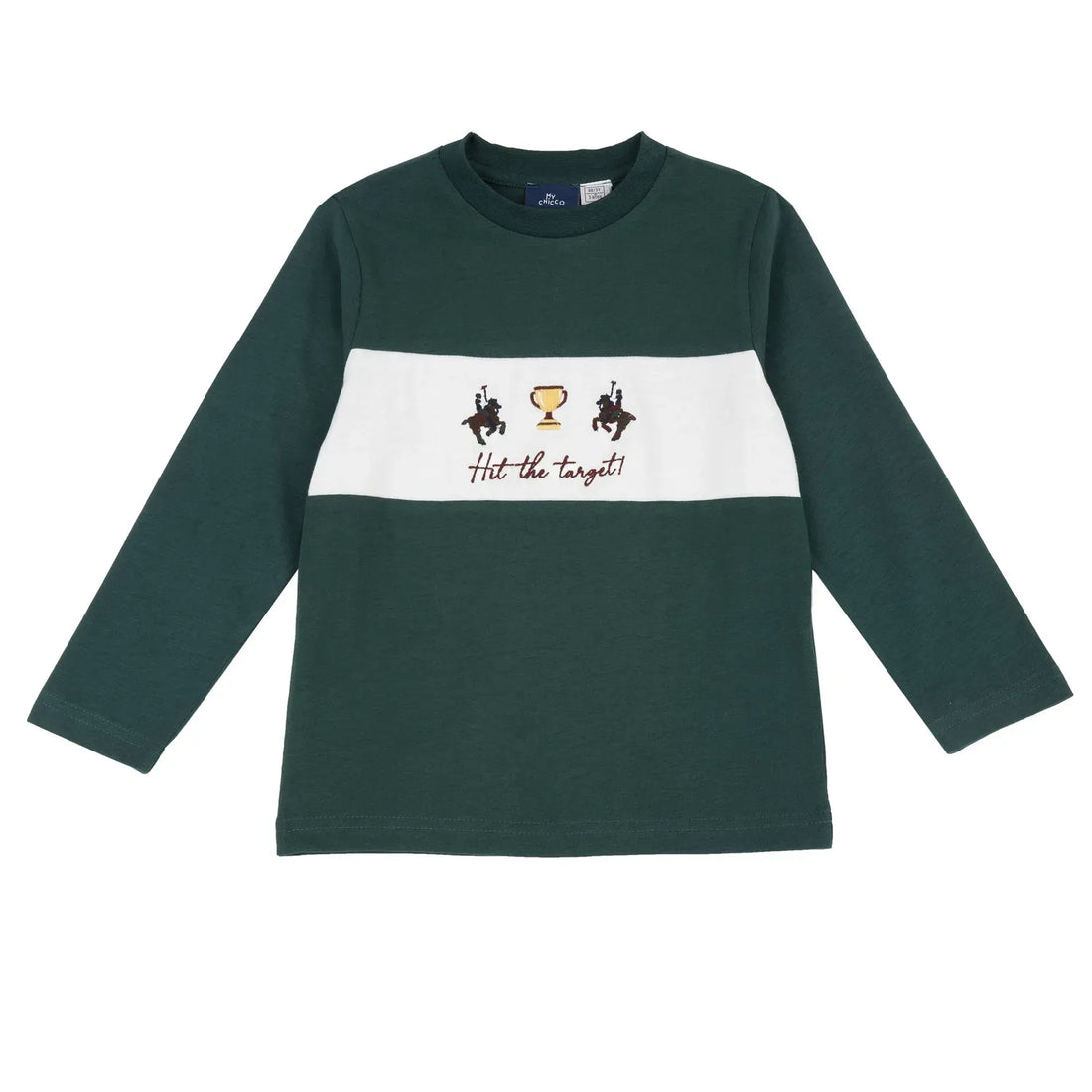 Boys Medium Green Applique Long Sleeve T-shirt