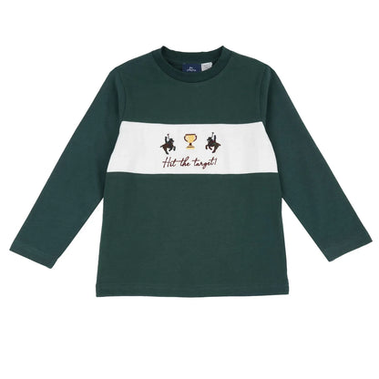 Boys Medium Green Applique Long Sleeve T-shirt