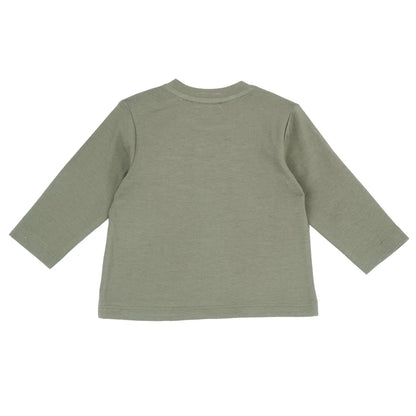 Boys Medium Green Embroidered Long Sleeve T-shirt