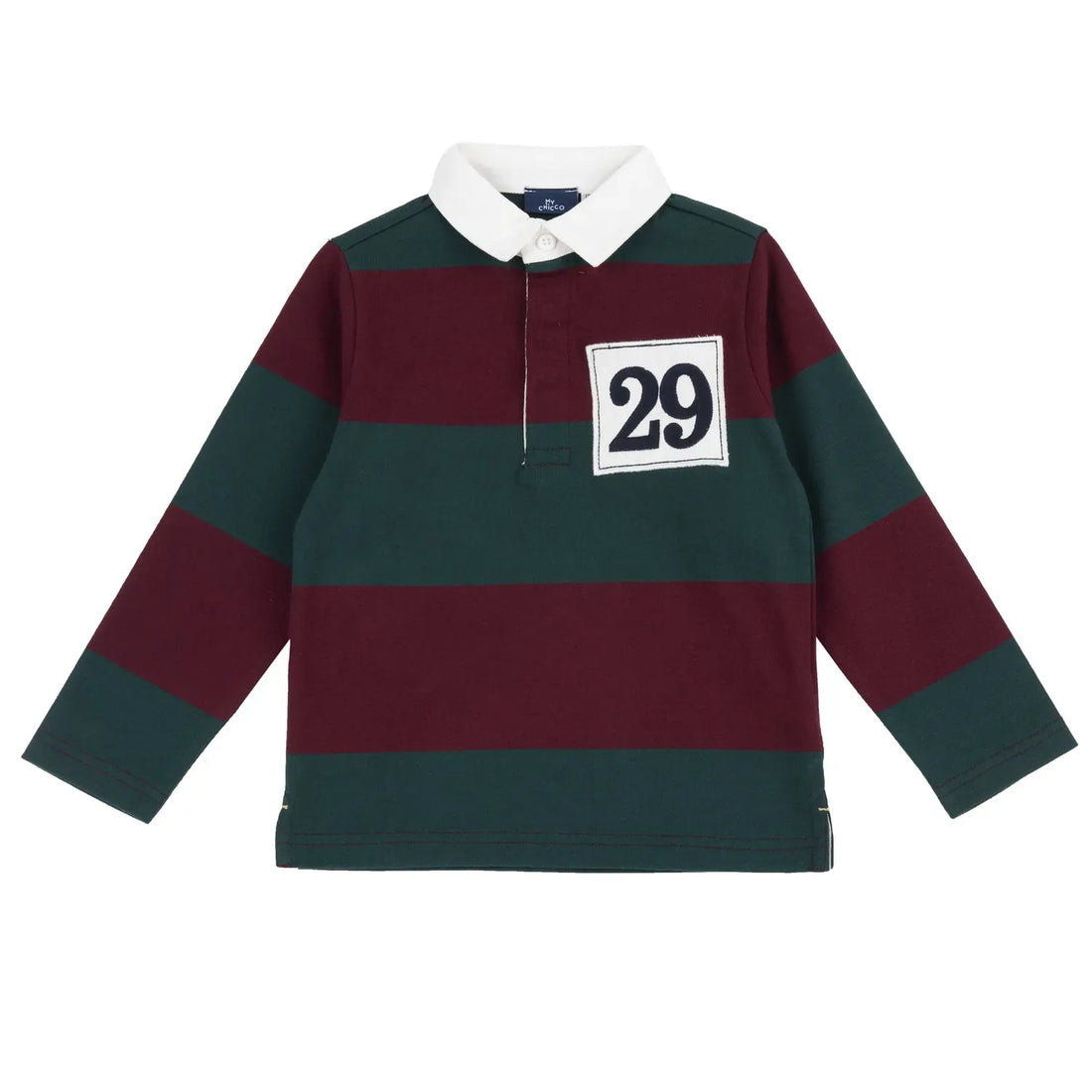 Boys Medium Green Striped Polo T-shirt