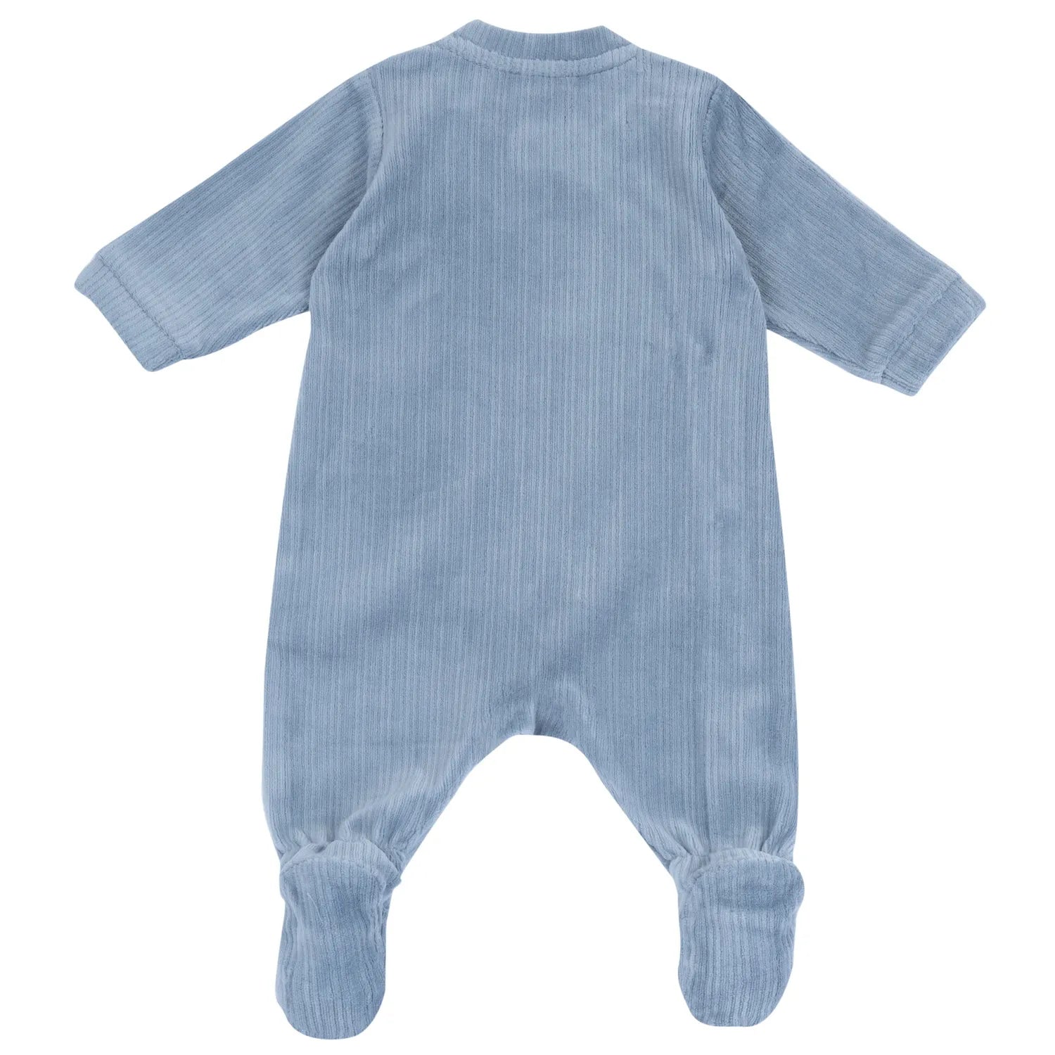 Boys Medium Light Blue Embroidered Front Opening Babysuit