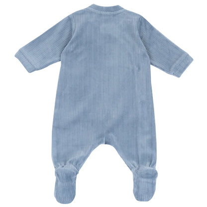Boys Medium Light Blue Embroidered Front Opening Babysuit