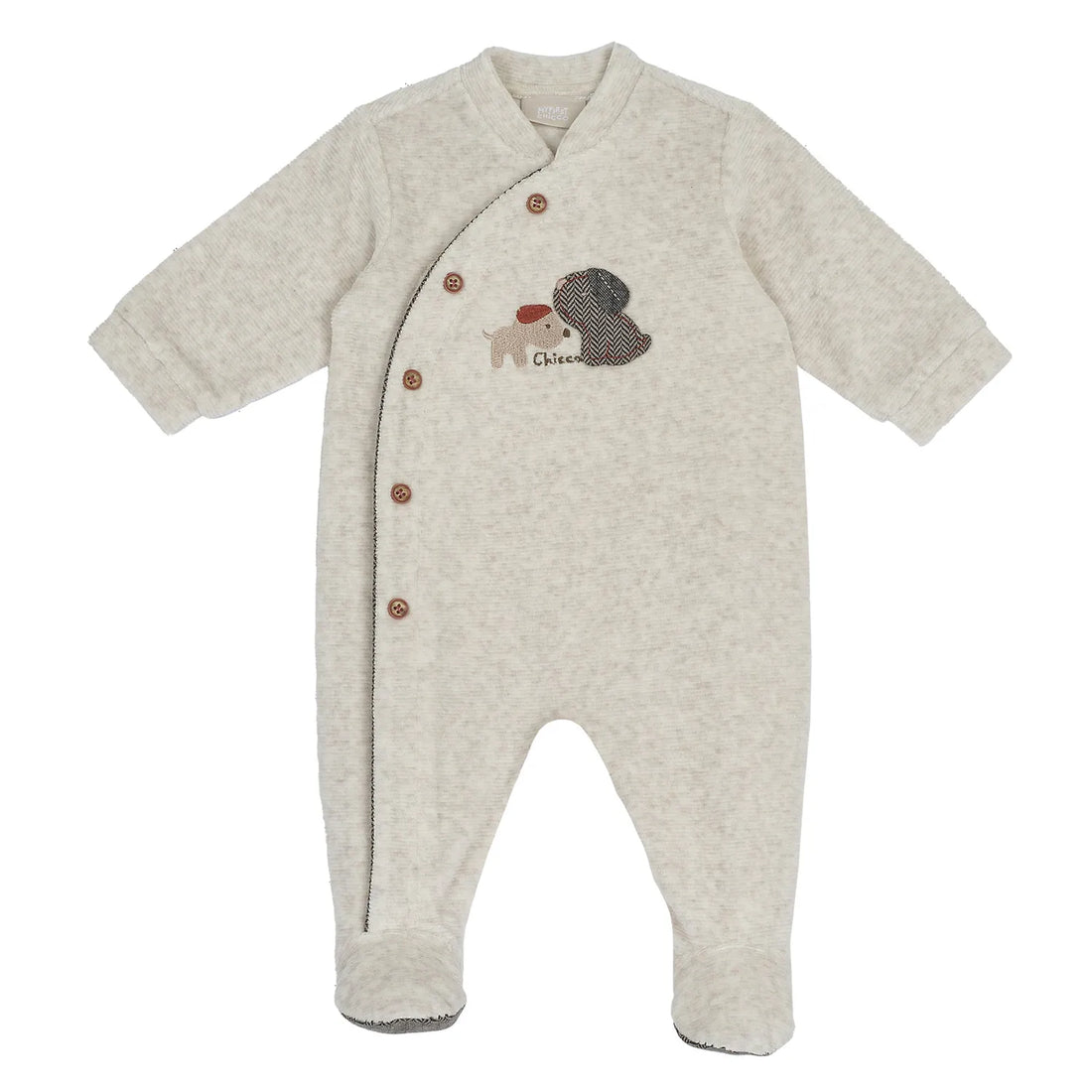 Boys Medium Natural Applique Front Opening Babysuit