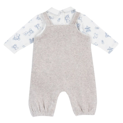 Boys Medium Natural Printed Top with Long Dungaree