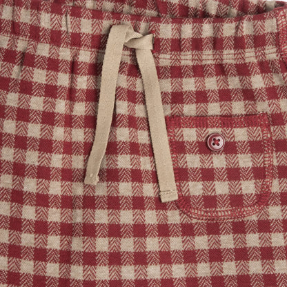 Boys Medium Red Checked Joggers