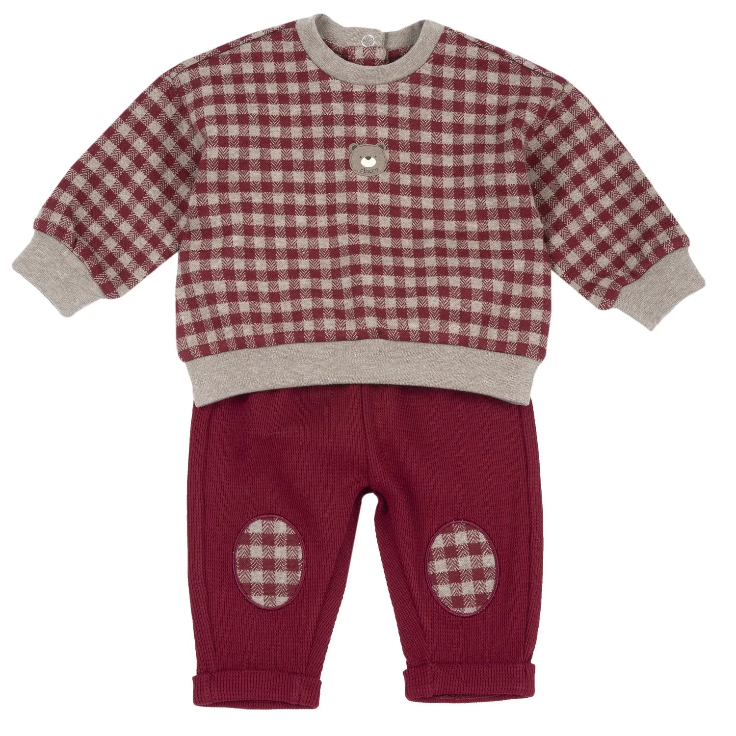 Boys Medium Red Checked Sweatshirt with Trouser